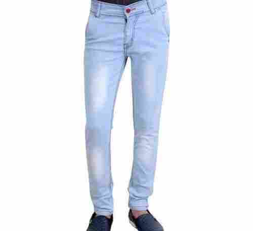 Men Lightweight Regular Fit Stretchable Casual Wear Full Length Plain Sky Blue Jeans