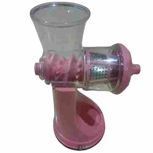 Plastic Material Hand Operated Pink And Transparent Fruit Juicer