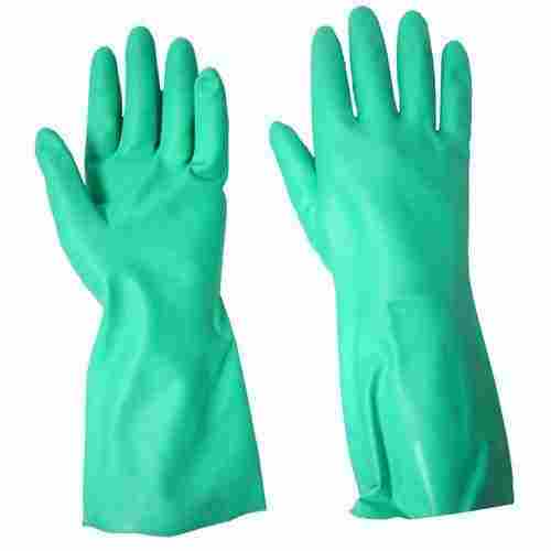 Skin Friendly And Reusable Rubber Green Hand Safety Gloves For Industrial Use