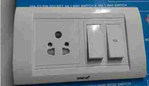 White Rectangular One Way Indicator Modular Switch With Rated Current 16 Ampere