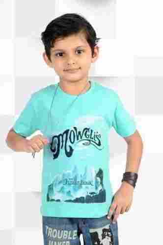 Kid Half Sleeves O Neck Soft Cotton Comfortable Printed Blue Fancy T Shirts