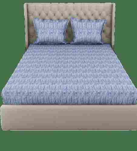 Long Staple Cotton Soft Blue Printed Cotton Double Bed Sheet