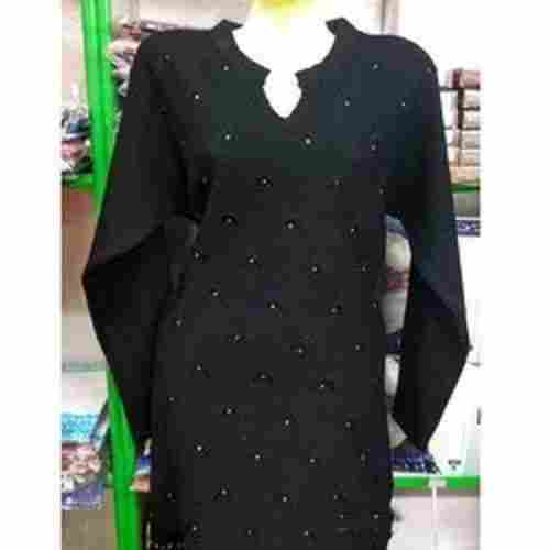 100% Cotton Full Sleeve Black Plain Strength Ladies Kurti For Casual Wear