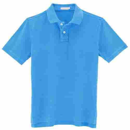 Breathable Skin Friendly Sky Blue Cotton Polo T Shirt For Men