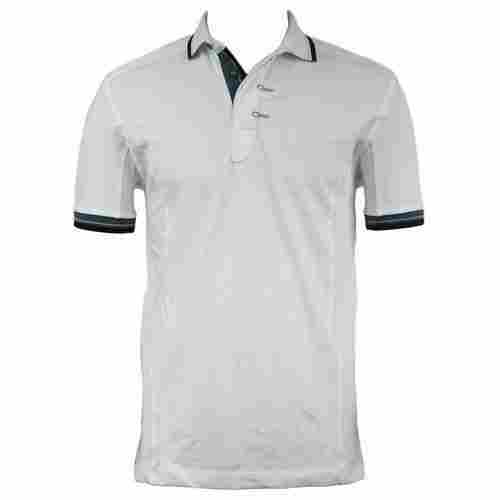 Breathable White Cotton Plain Short Sleeve Collar T Shirt For Men 