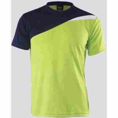 Green Round Neck Casual Wear Breathable Half Sleeve Plain Polyester T Shirts For Men