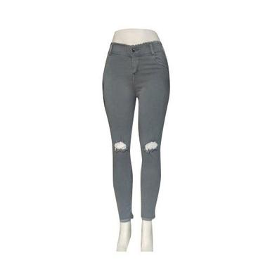 Water Proof Slim Fit 38 Inch Long Grey Color Cotton Jeans For Womens 