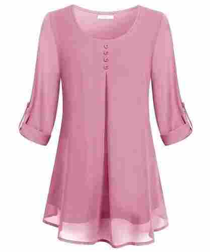 Mini Baby Pink Plain Cotton Ladies Top For Daily Use, Breathable, Durable And Long Life