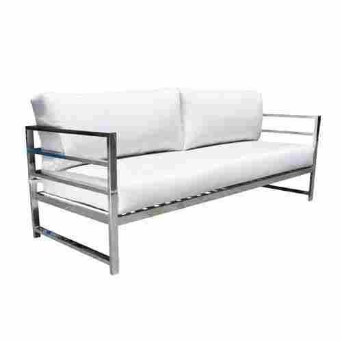 Simple Design Stainless Steel Sofa with White Colour Cushions and Mattress