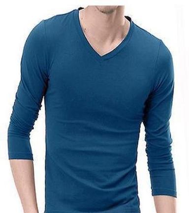 Casual Wear Fulla Sleeve Plain Blue V Necke T Shirt  Age Group: 20-28