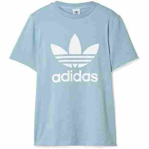 Blue Breathable Skin Friendly Wrinkle Free Printed Round Neck Adidas T Shirt 