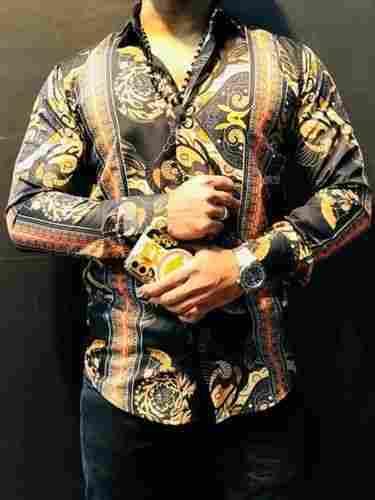 Light Weight Simple And Stylish Look Cotton Printed Collar Neck Full Sleeve Shirt For Men