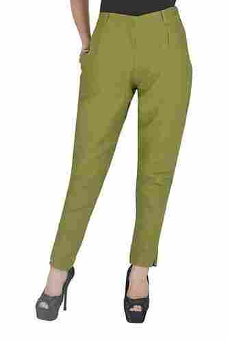 Slim Fit Straight Casual Girls Modern Light Weight Trousers (Olive-Green) 