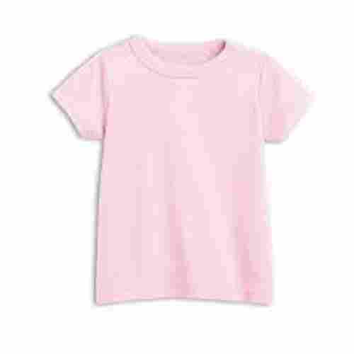 Plain Pink Comfortable Round Neck Half Sleeve Cotton T Shirts For Babies 