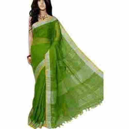 Women'S Simple And Classy Wear Green Cotton Saree 