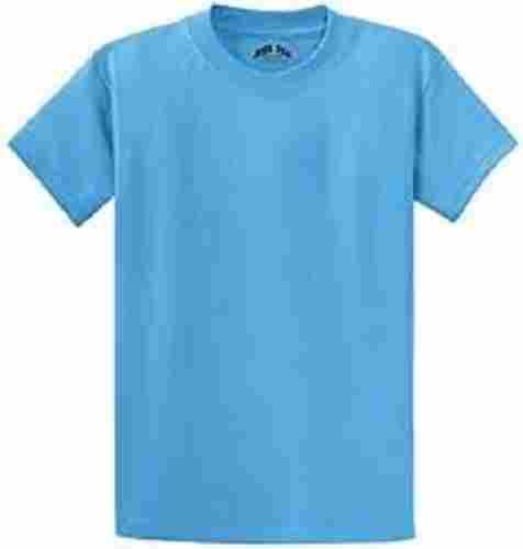 Mens Stylish Comfortable Round Neck Short Sleeve Plain Sky Blue T-Shirt