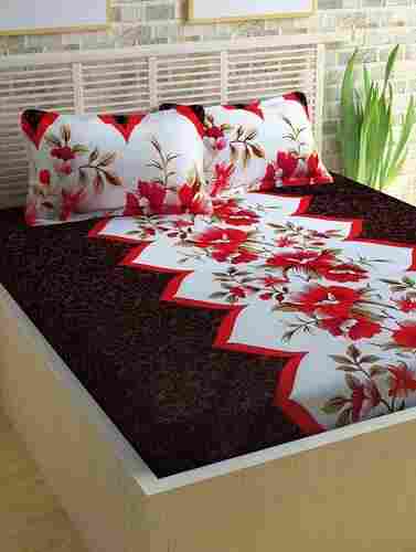 Shrink Resistance Skin Friendly White And Red Cotton Printed Bed Sheet 