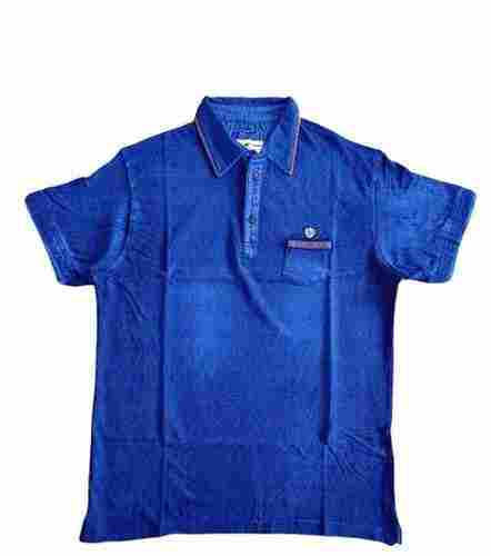 Men Lightweight Casual Wear Regular Fit Half Sleeves Blue Cotton T-Shirt 