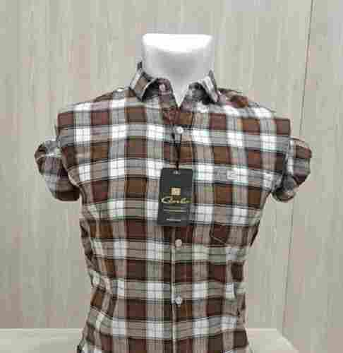 Short Sleeve Brown Colour Cotton Ladies Shirts For Party And Casual Wear