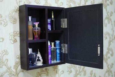 Bathroom Use Multi Compartment Black Plastic Cabinet With Mirror Installation Type: Wall Mounted