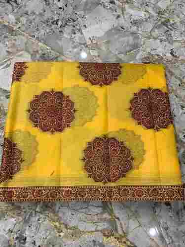 Women's Yellow Color Cotton With Silk Blend Chanderi Saree for Traditional Wear
