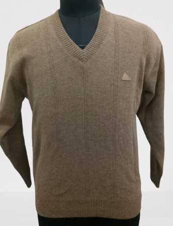 Grey 12 Gauge Fine Knitted Woolen Plain Full Sleeves V Neck Pullover For Corporate Wear