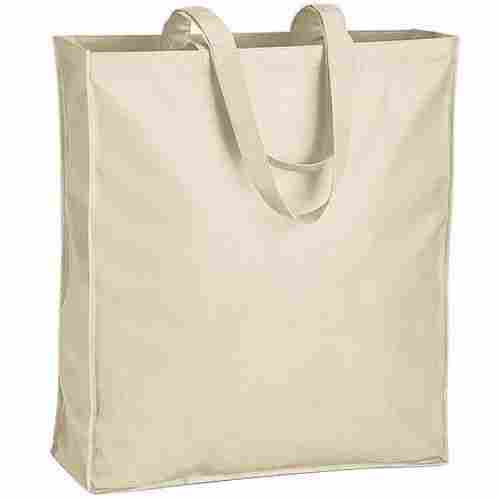 Loop Handle White Canvas Shopping Carry Bag With Recyclable And Adjustable
