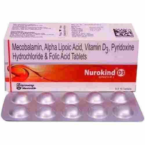 Mecobalamin, Alpha Lipoic Acid Vitamin D3 Pyridoxine Hydrochloride And Folic Acid Tablets , Pack Of 6 X 10 Tablets