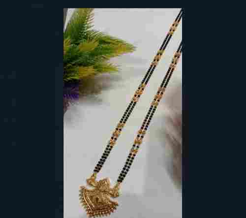 Golden Polished With Black Pearls Artificial Ladies Mangal Sutra