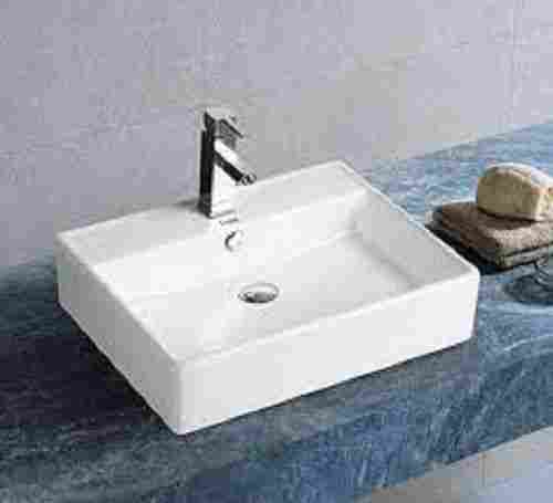 Rectangular Glossy Finish Table Top Porcelain Wash Basin For Outdoor And Indoor Use