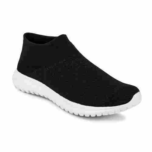 Comfortable Fit Smooth Attractive Designs Elastic Grip Black Men'S Sports Shoes 