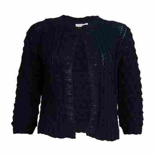 Comfortable Full Sleeve Navy Blue Hot Cropped Cardigan