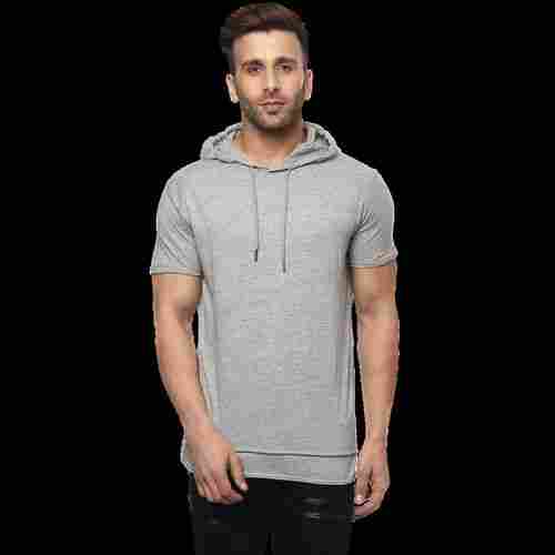 Customized Casual Wear Cotton Hooded Half Sleeves Henley Hoodies