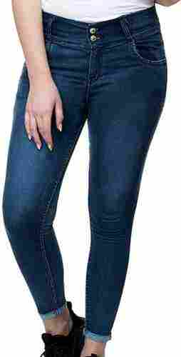 Women Slim Fit Stretchable Button Closure High Waist Denim Jeans for Regular Wear