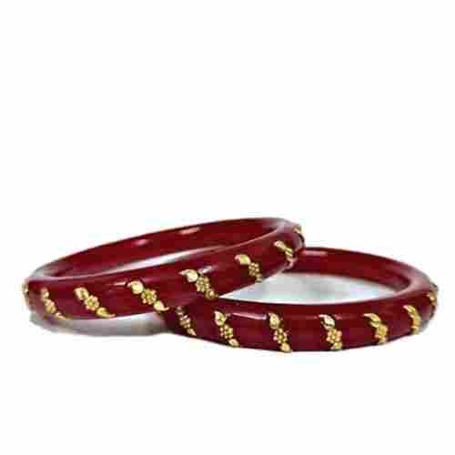 Ladies Party Wear Round Lmitation-Pearl Red Artificial Bangles Set