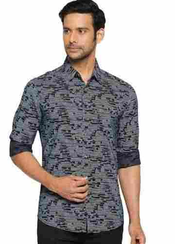 Mens Breathable Classic Collar Full Sleeves Printed Shirts For Party Wear