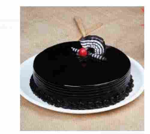 100% Fresh And Pure Filled Real Dark Chocolate Round Birthday Cake With Cherry