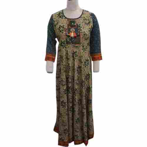 Casual Wear 3/4th Sleeve Printed Cotton Kurtis For Ladies 