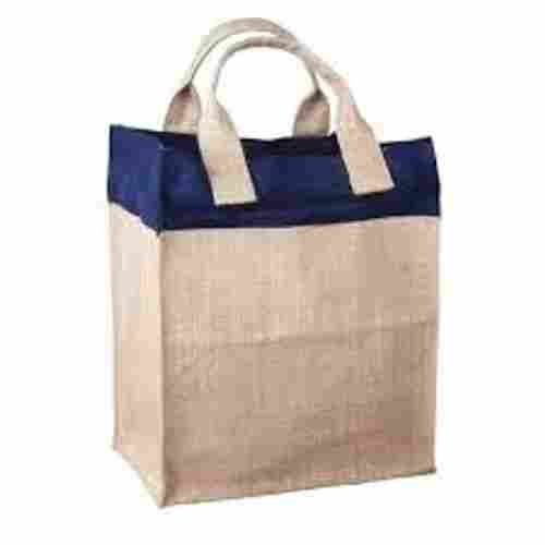Fashionable Cottage Durable Perfect Size Plain Blue Jute Carry Bags 