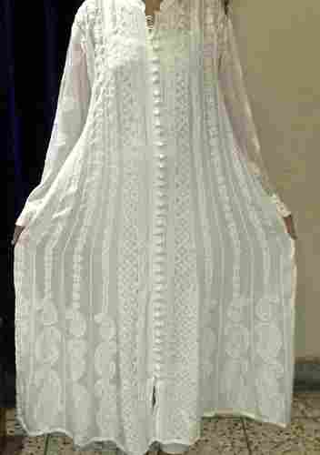 Breathable Free Skin Friendly Fashionable And Stylish Look White Embroidery Dress For Ladies