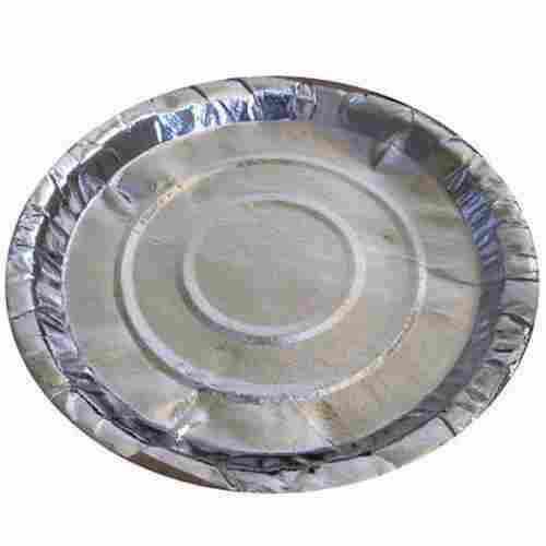 Waterproof Recyclable Round Shaped Plain Silver Foil Paper Plates, Pack Of 25 