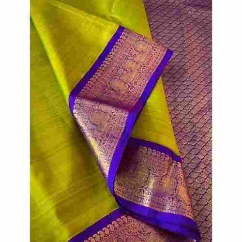Banarasi And Printed Beads Party Wear Green Color Cotton Silk Saree 