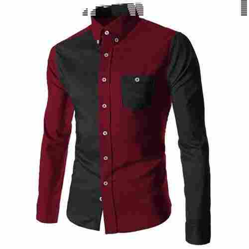 Black With Marron Stylish Look Party Wear Stripes Collar Neck Full Sleeve Shirt For Men