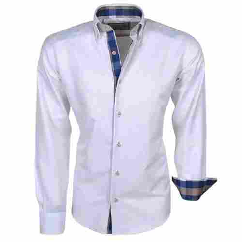 Mens Plain Full Sleeves Formal Wear White Cotton Shirt
