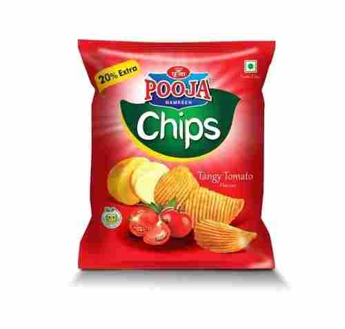 100% Natural Taste And Crunchy Pooja Namkeen Tangy Tomato Flavour Potato Chips