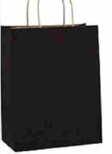 Black Rectangular Disposable Paper Bags With Hang Handles For Shopping 