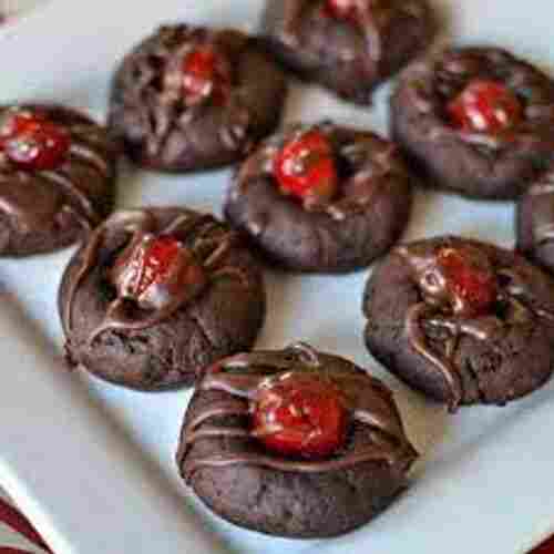 100% Vegetarian Egg-Less Healthy Snacks Tasty Crispy Chocolate Cherry Cookies 