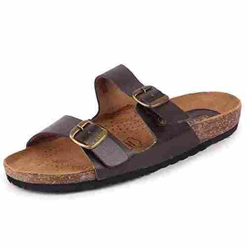 Comfortable Men Brown Flats Sandal Made With Leather For Daily Purpose 