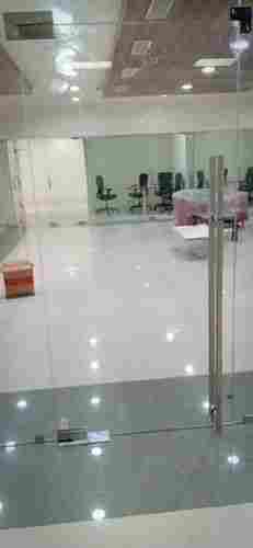 Heavy Duty Colour White Automatic Hinged Plain Office Glass Door, 6mm Thickness