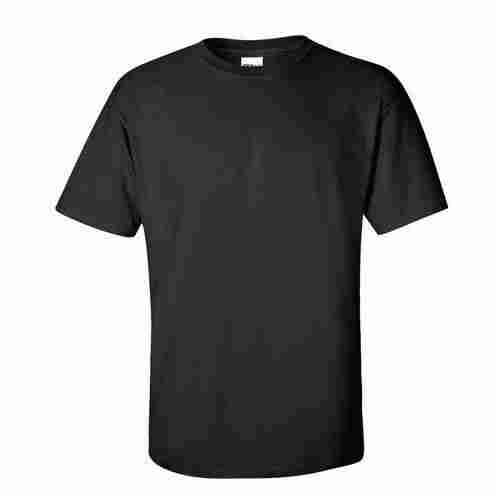Mens Plain Round Neck Short Sleeve Cotton Black T Shirts 